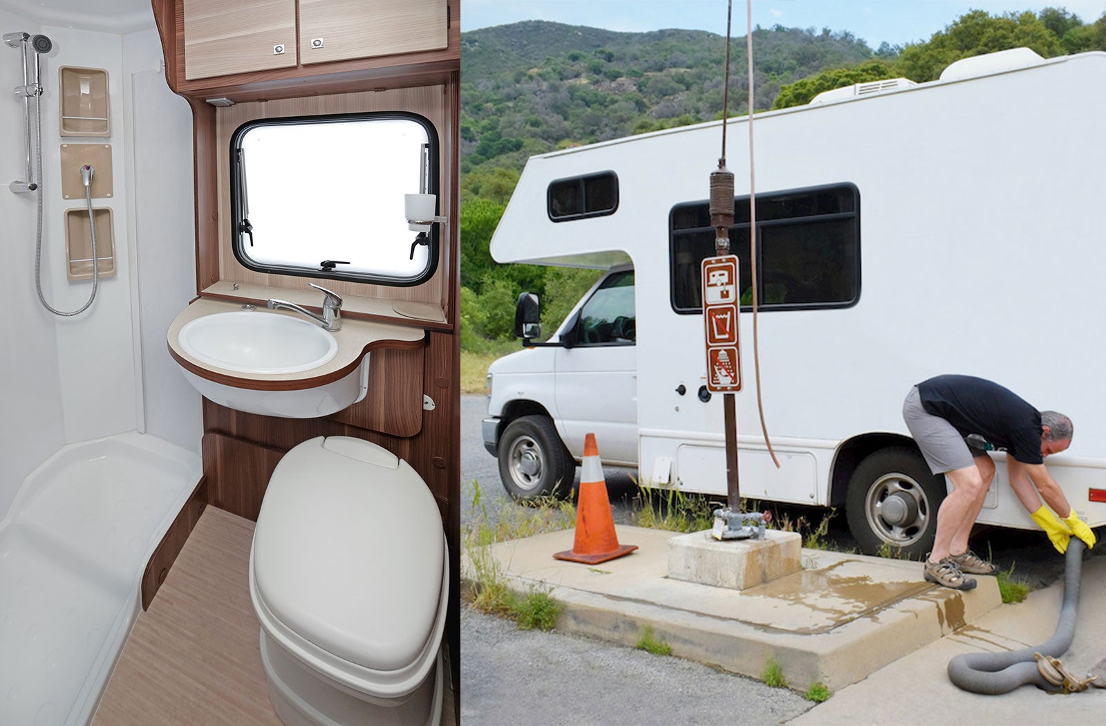 Portable RV/camper toilet and holding tank setup in Laurel, Mississippi